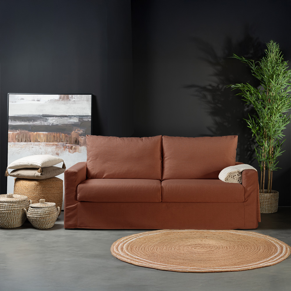 ITHAKI ΚΑΝΑΠΕΣ ΚΡΕΒΑΤΙ 3ΘΕΣΙΟΣ TERRACOTTA SCALA 57 190x94x90cm - Image 3