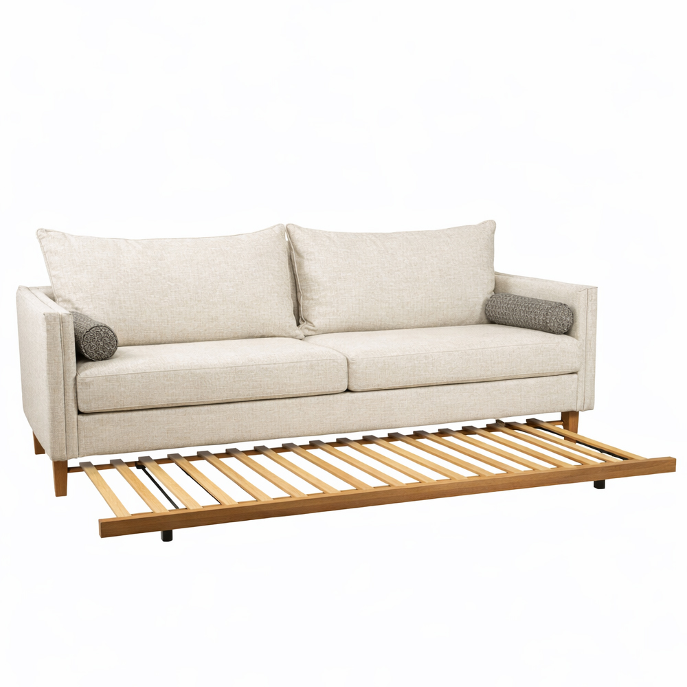 COMMODO ΚΑΝΑΠΕΣ ΚΡΕΒΑΤΙ 3ΘΕΣΙΟΣ OFF WHITE NEVE 02 ΚΑΦΕ NEVE 16 230x81x88cm - Image 3