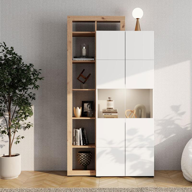 ΒΙΤΡΙΝΑ ARGYLL 2K VS2 OP 215 ΛΕΥΚΟ ΜΕ ARTISAN OAK ΧΡΩΜΑ 116x35x215εκ - Image 2