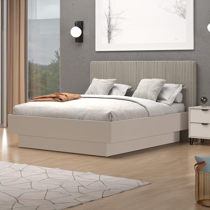 ΔΙΠΛΟ ΚΡΕΒΑΤΙ LUCCA 180 CASHMERE ΧΡΩΜΑ ME ΜΠΕΖ ΥΦΑΣΜΑ 198x214x115εκ - Image 2