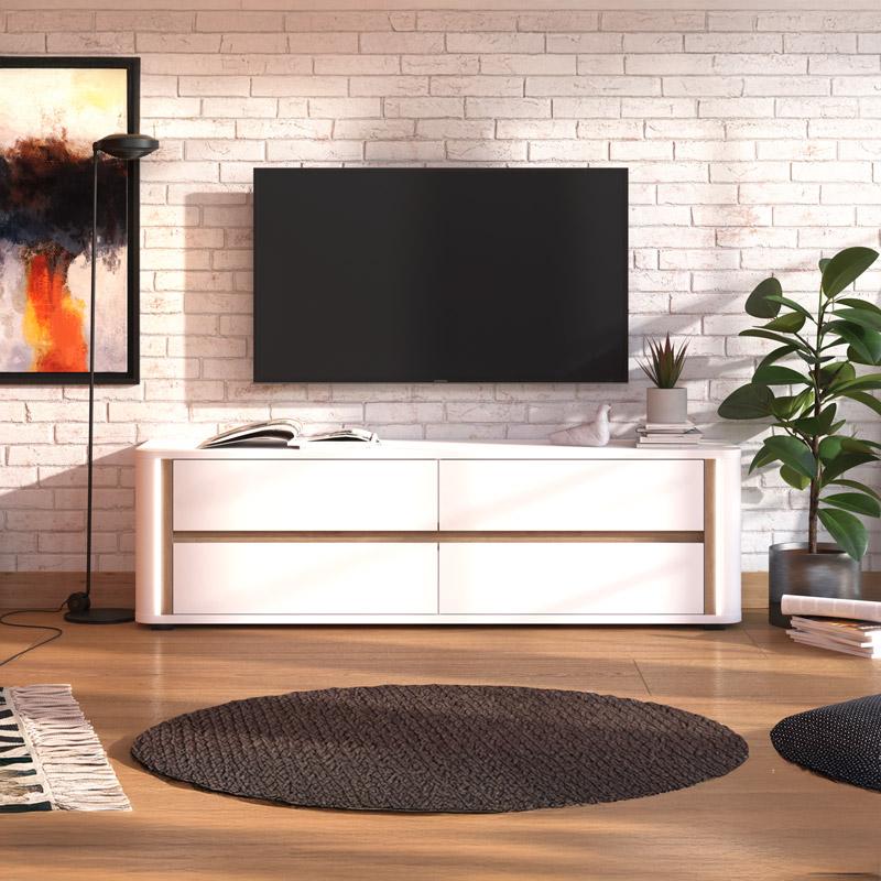 ΕΠΙΠΛΟ ΤΗΛΕΟΡΑΣΗΣ BRIGHTON TV 176 4F ΛΕΥΚΟ-ΛΕΥΚΟ MAT-ARTISAN OAK ΧΡΩΜΑ 177x40x52εκ - Image 2
