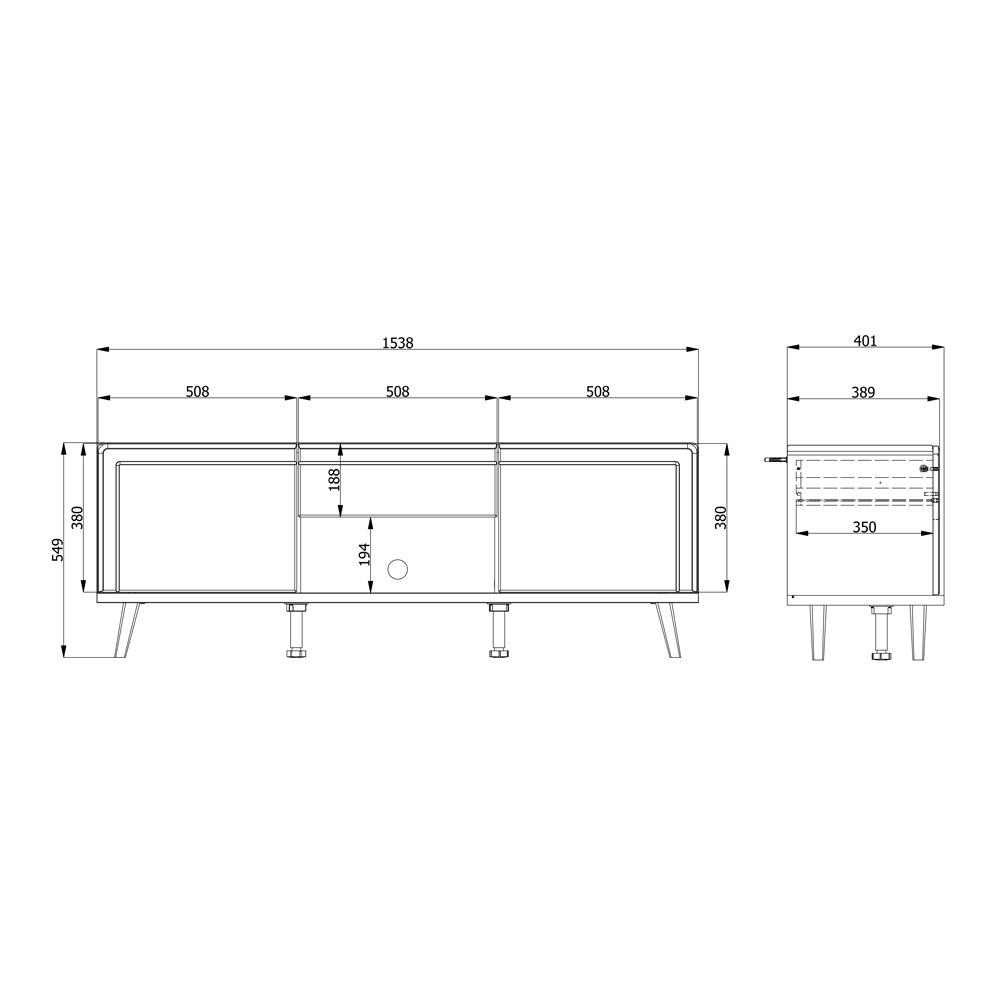 ΕΠΙΠΛΟ ΤΗΛΕΟΡΑΣΗΣ CAMPLI TV 154 2K1F ΛΕΥΚΟ-ARTISAN OAK 154x40x55εκ - Image 2