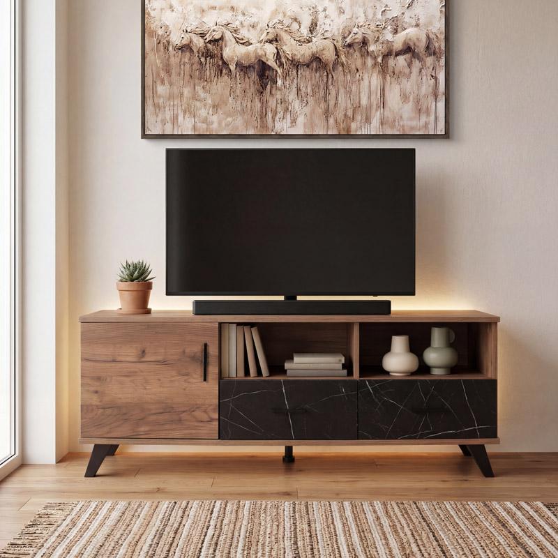 ΕΠΙΠΛΟ ΤΗΛΕΟΡΑΣΗΣ Miami TOBACCO ΜΕ BLACK MARBLE ΧΡΩΜΑ 160x40x51εκ - Image 2