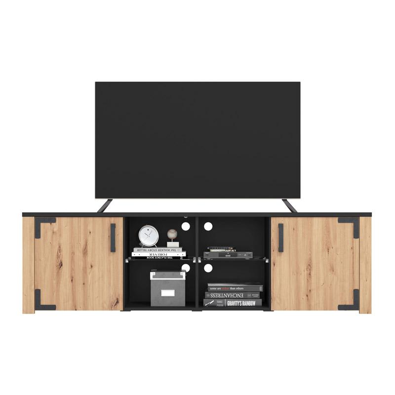 ΕΠΙΠΛΟ ΤΗΛΕΟΡΑΣΗΣ LAZIO 200 ARTISAΝ OAK-ΜΑΥΡΟ 197x40x58εκ - Image 3