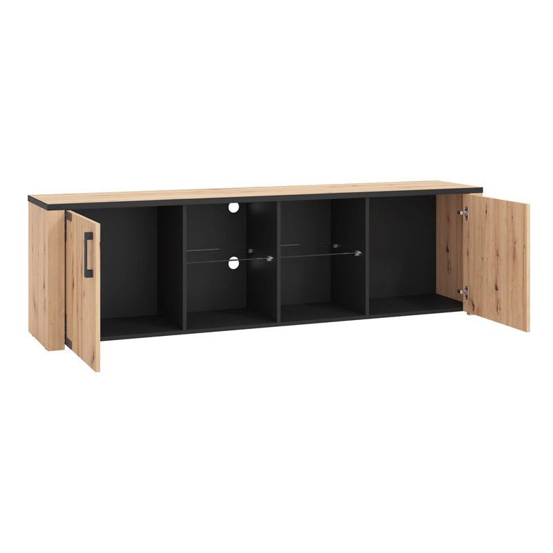 ΕΠΙΠΛΟ ΤΗΛΕΟΡΑΣΗΣ LAZIO 200 ARTISAΝ OAK-ΜΑΥΡΟ 197x40x58εκ - Image 5