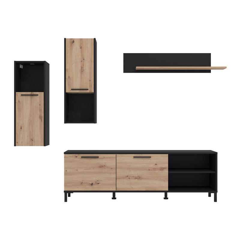 ΚΕΝΤΡΟ ΨΥΧΑΓΩΓΙΑΣ-ΣΥΝΘΕΣΗ ADRIA ARTISAN OAK-ΜΑΥΡΟ 260x40x180εκ - Image 3