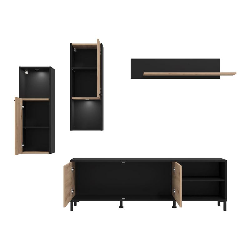 ΚΕΝΤΡΟ ΨΥΧΑΓΩΓΙΑΣ-ΣΥΝΘΕΣΗ ADRIA ARTISAN OAK-ΜΑΥΡΟ 260x40x180εκ - Image 4