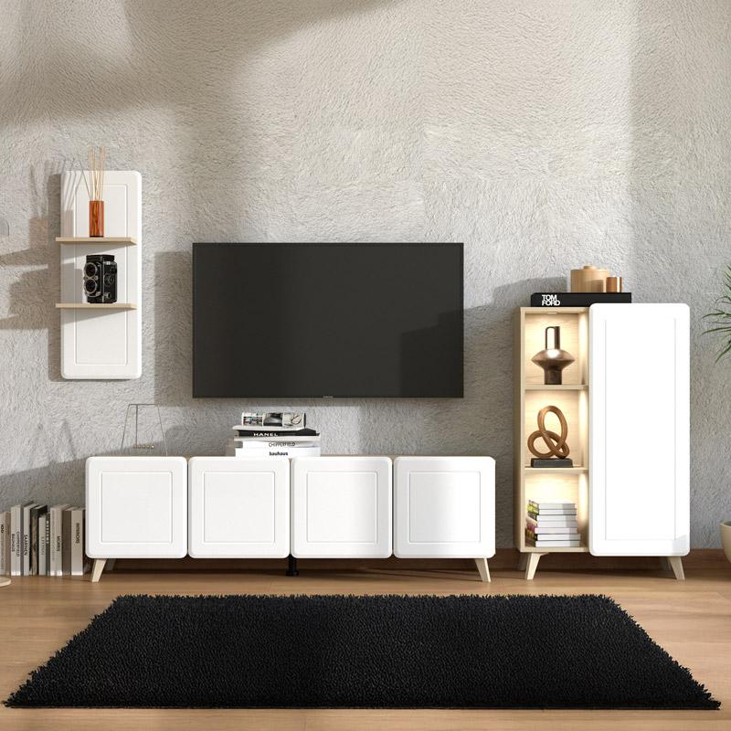 ΚΕΝΤΡΟ ΨΥΧΑΓΩΓΙΑΣ-ΣΥΝΘΕΣΗ ELGIN LIGHT PORT OAK-ΛΕΥKO MAT 244x42x168εκ - Image 2
