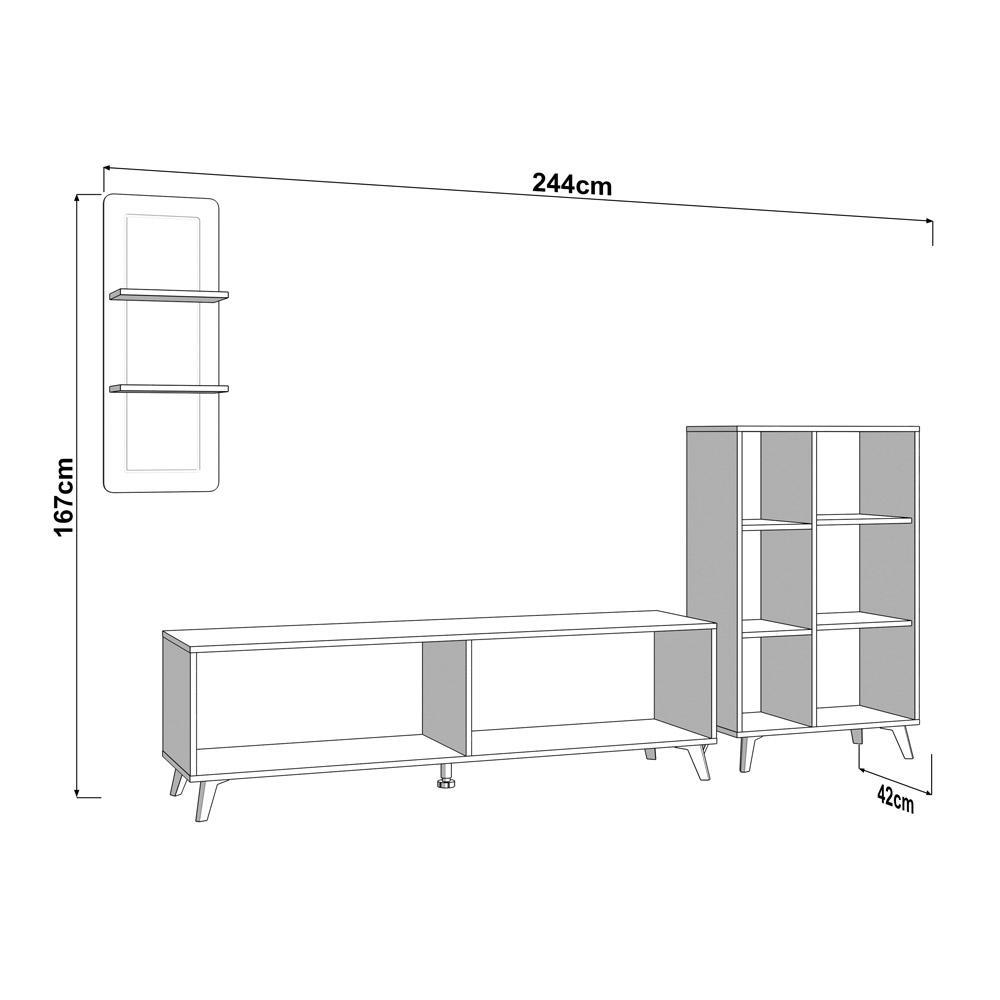 ΚΕΝΤΡΟ ΨΥΧΑΓΩΓΙΑΣ-ΣΥΝΘΕΣΗ ELGIN LIGHT PORT OAK-ΛΕΥKO MAT 244x42x168εκ - Image 6