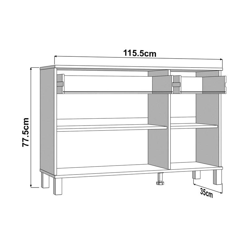 ΚΟΜΟΤΑ-ΜΠΟΥΦΕΣ ALMOND 115 3K2F3V ΛΕΥΚΟ ΧΡΩΜΑ 116x35x78εκ - Image 6