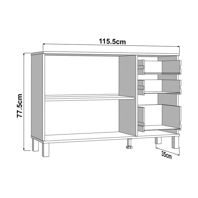 ΚΟΜΟΤΑ-ΜΠΟΥΦΕΣ ALMOND 115 3K3F2V ΛΕΥΚΟ ΧΡΩΜΑ 116x35x78εκ - Image 6