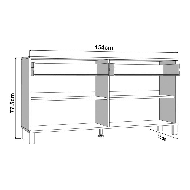 ΚΟΜΟΤΑ-ΜΠΟΥΦΕΣ ALMOND 154 4K2F4V ΛΕΥΚΟ ΧΡΩΜΑ 154x35x78εκ - Image 6