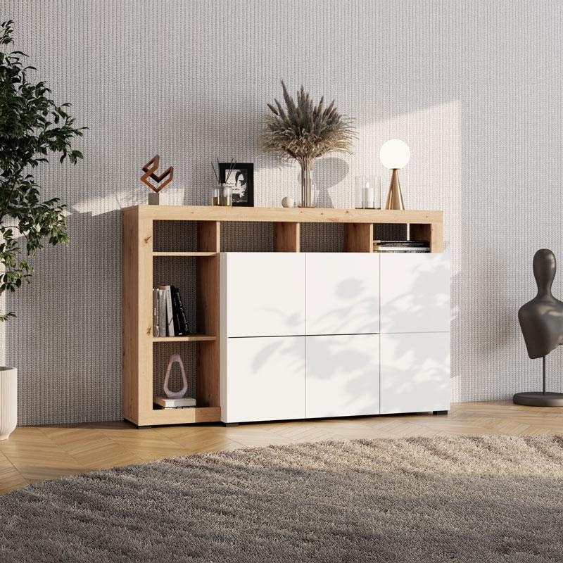 ΚΟΜΟΤΑ-ΜΠΟΥΦΕΣ ARGYLL 154 3K2F1V OP ΛΕΥΚΟ ΜΕ ARTISAN OAK ΧΡΩΜΑ 155x40x100εκ - Image 2