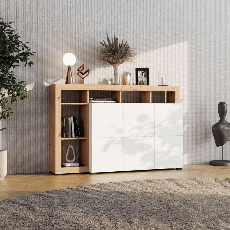 ΚΟΜΟΤΑ-ΜΠΟΥΦΕΣ ARGYLL 154 3K3V OP ΛΕΥΚΟ ΜΕ ARTISAN OAK ΧΡΩΜΑ 155x40x100εκ - Image 2
