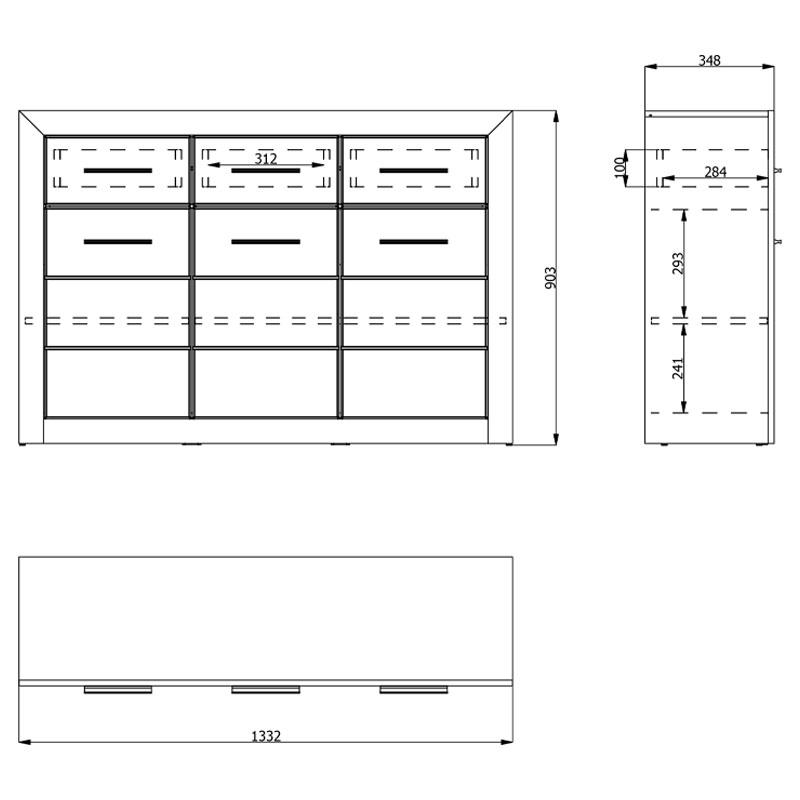 ΚΟΜΟΤΑ-ΜΠΟΥΦΕΣ Etna 3K3F Grey Oak - Λευκή Λάκκα 133x35x90.5εκ - Image 5