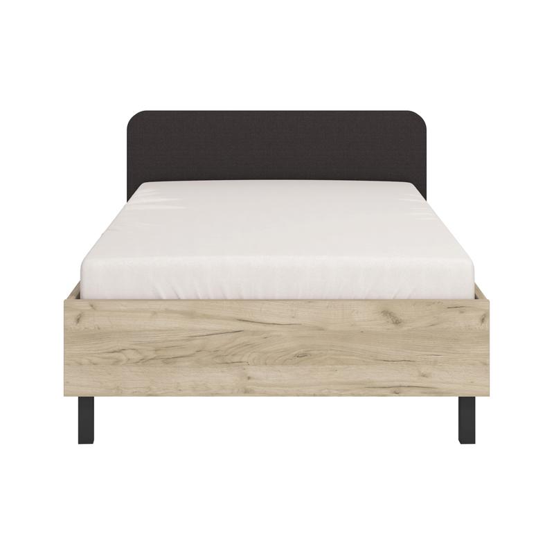 ΚΡΕΒΑΤΙ BARLETTA 120 GREY OAK ΜΕ ΓΚΡΙ ΥΦΑΣΜΑ ΚΑΙ ΜΑΥΡΑ ΠΟΔΙΑ 131x213,5x85,5εκ (120x200) - Image 3
