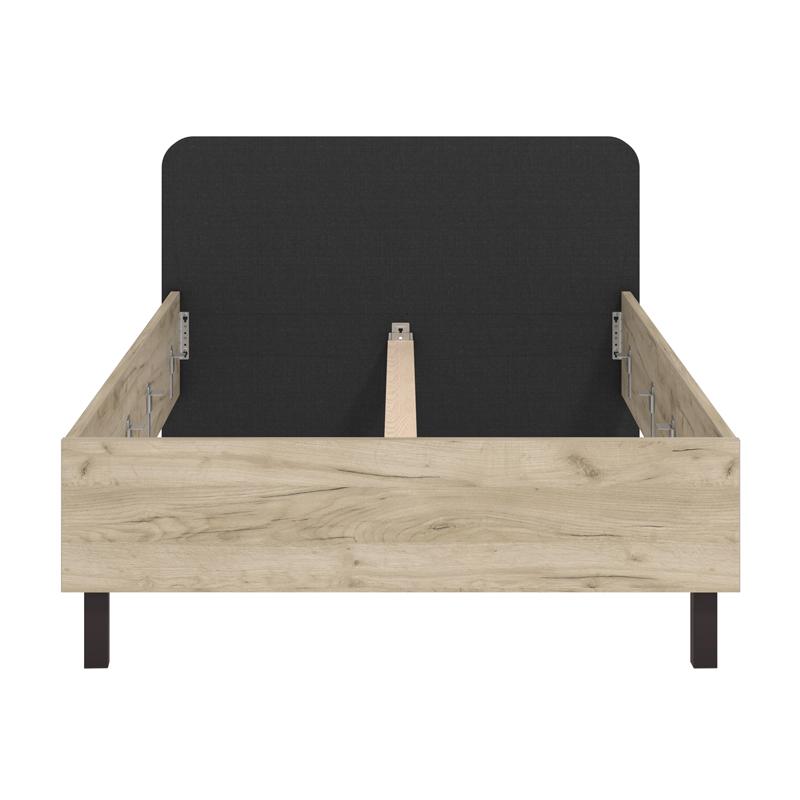 ΚΡΕΒΑΤΙ BARLETTA 120 GREY OAK ΜΕ ΓΚΡΙ ΥΦΑΣΜΑ ΚΑΙ ΜΑΥΡΑ ΠΟΔΙΑ 131x213,5x85,5εκ (120x200) - Image 5