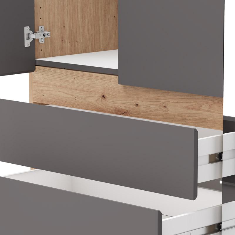 ΝΤΟΥΛΑΠΑ ARDERIN 4K3F1O h207 ARTISAN OAK-ΓΚΡΙ ΓΡΑΦΙΤΗΣ 155x52x208εκ - Image 4