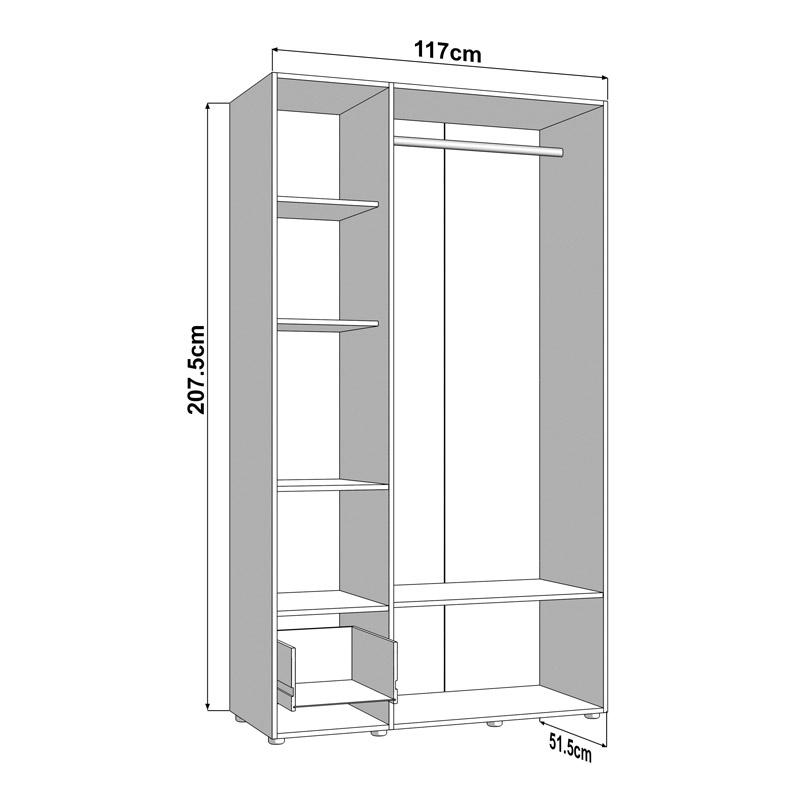 ΝΤΟΥΛΑΠΑ CAMPSIE 3K1F1O h207 ΛΕΥΚΟ ΧΡΩΜΑ 118x52x208εκ - Image 6