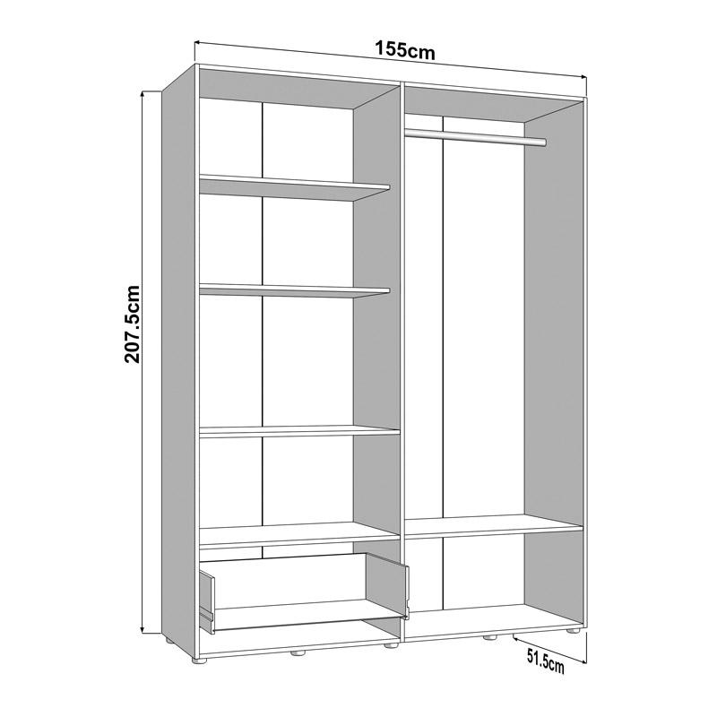 ΝΤΟΥΛΑΠΑ CAMPSIE 4K1F1O h207 ARTISAN OAK ΧΡΩΜΑ 155x52x208εκ - Image 6