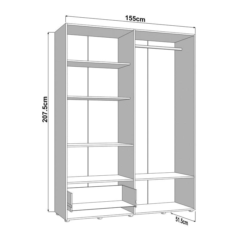 ΝΤΟΥΛΑΠΑ CAMPSIE 4K1F1O h207 ΛΕΥΚΟ ΧΡΩΜΑ 155x52x208εκ - Image 6