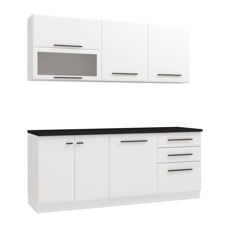 ΣΥΝΘΕΣΗ ΚΟΥΖΙΝΑΣ AMELIA 200 SM ΛΕΥΚΟ-ΛΕΥΚΟ HIGH GLOSS ΧΡΩΜΑ 200x56x200εκ