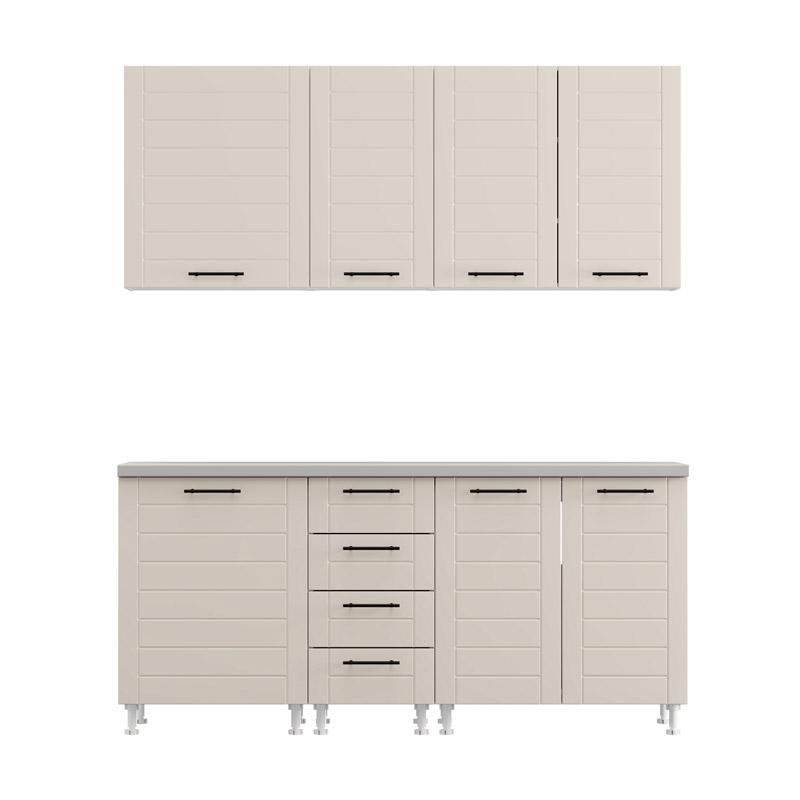 ΣΥΝΘΕΣΗ ΚΟΥΖΙΝΑΣ DRINA 180 ΛΕΥΚΟ-SAND HIGH GLOSS ΧΡΩΜΑ 180x60x213εκ - Image 3