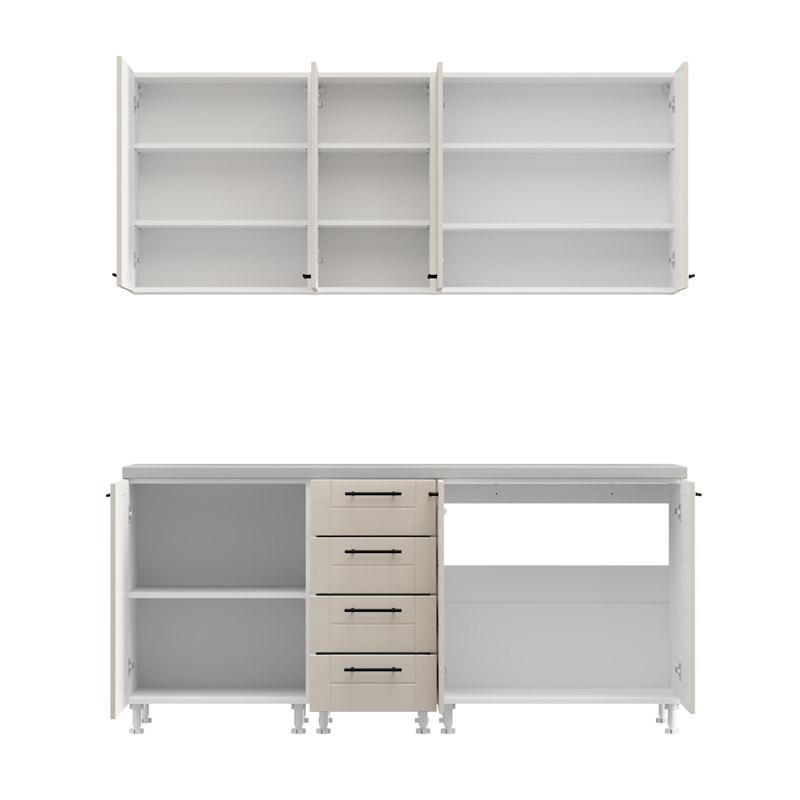ΣΥΝΘΕΣΗ ΚΟΥΖΙΝΑΣ DRINA 180 ΛΕΥΚΟ-SAND HIGH GLOSS ΧΡΩΜΑ 180x60x213εκ - Image 4