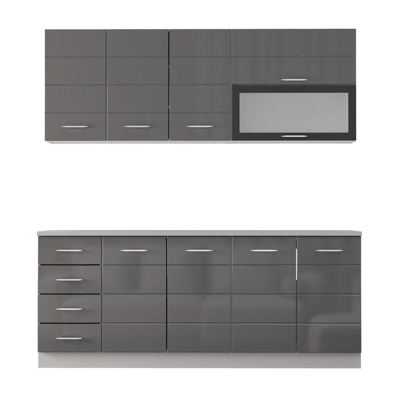 ΣΥΝΘΕΣΗ ΚΟΥΖΙΝΑΣ UNA 200 ΛΕΥΚΟ-ΓΚΡΙ HIGH GLOSS ΧΡΩΜΑ 200x60x213εκ - Image 3