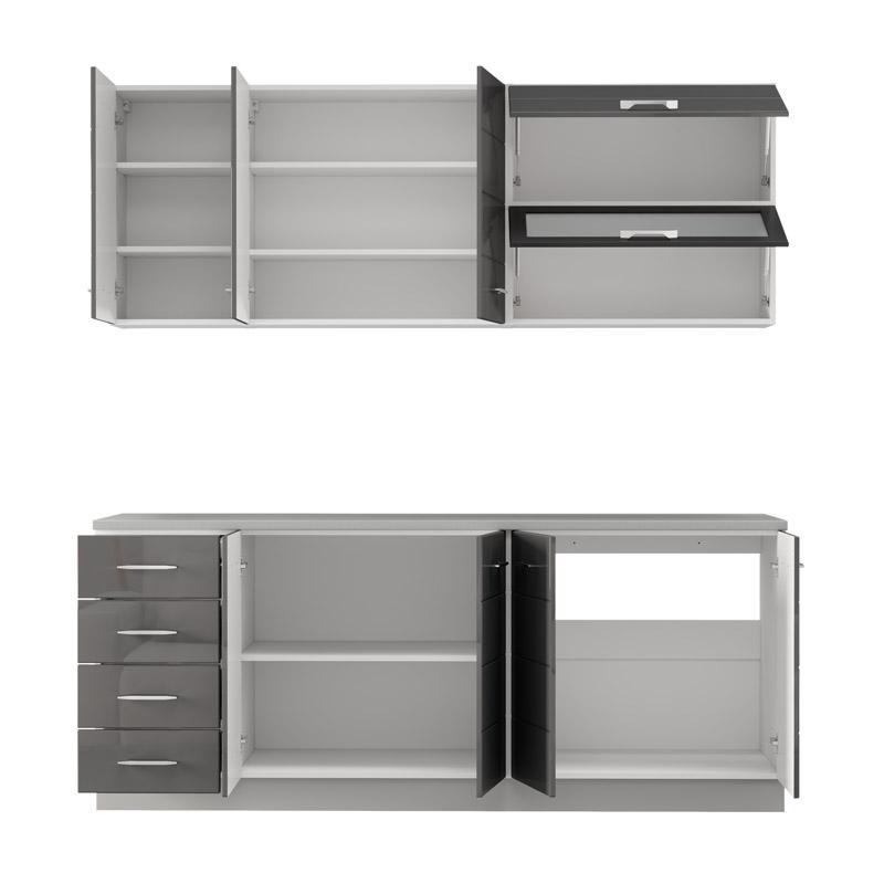 ΣΥΝΘΕΣΗ ΚΟΥΖΙΝΑΣ UNA 200 ΛΕΥΚΟ-ΓΚΡΙ HIGH GLOSS ΧΡΩΜΑ 200x60x213εκ - Image 4