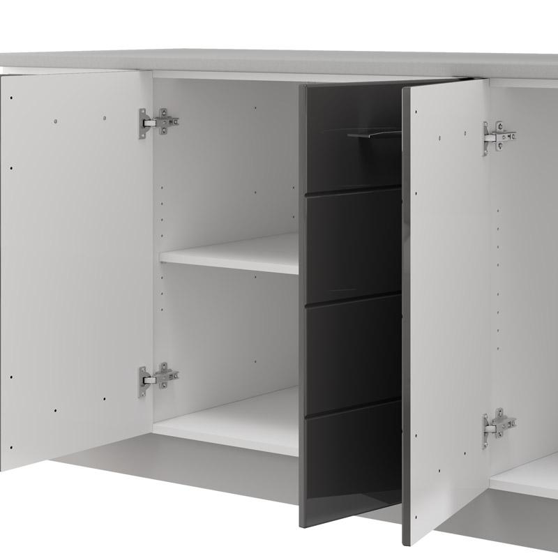ΣΥΝΘΕΣΗ ΚΟΥΖΙΝΑΣ UNA 200 ΛΕΥΚΟ-ΓΚΡΙ HIGH GLOSS ΧΡΩΜΑ 200x60x213εκ - Image 5