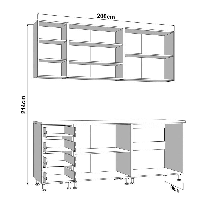 ΣΥΝΘΕΣΗ ΚΟΥΖΙΝΑΣ UNA 200 ΛΕΥΚΟ-ΓΚΡΙ HIGH GLOSS ΧΡΩΜΑ 200x60x213εκ - Image 7