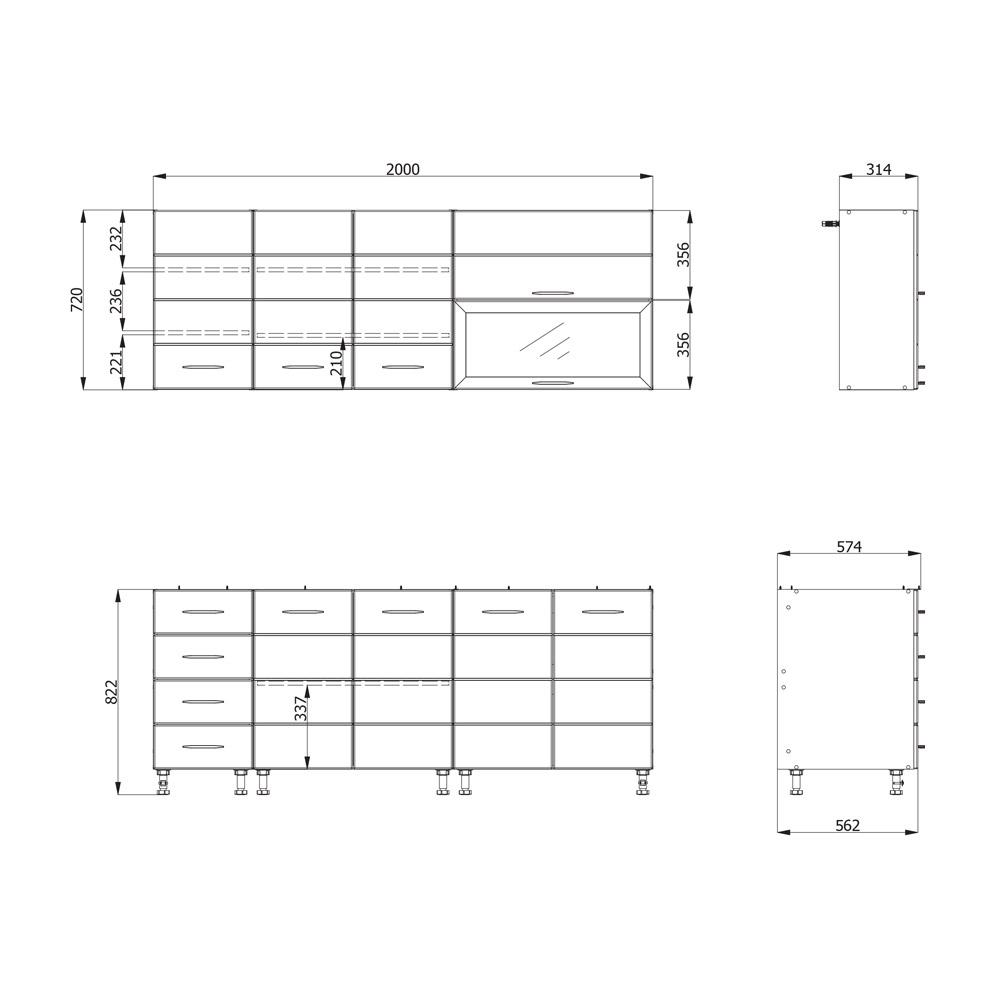 ΣΥΝΘΕΣΗ ΚΟΥΖΙΝΑΣ UNA 200 ΛΕΥΚΟ-ΓΚΡΙ HIGH GLOSS ΧΡΩΜΑ 200x60x213εκ - Image 8