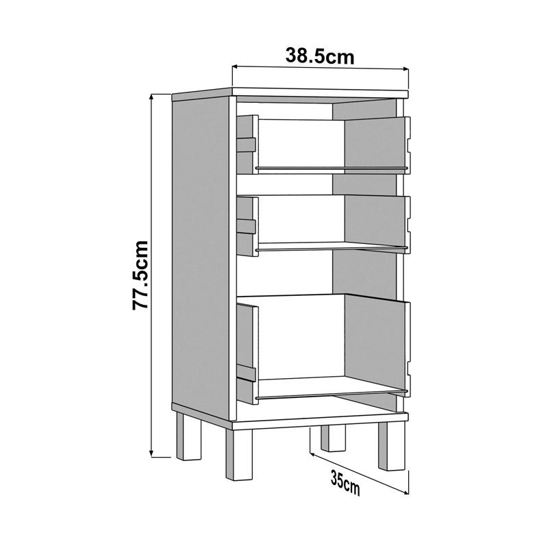 ΣΥΡΤΑΡΙΕΡΑ ALMOND 38 3F ΛΕΥΚΟ ΧΡΩΜΑ 39x35x78εκ - Image 6