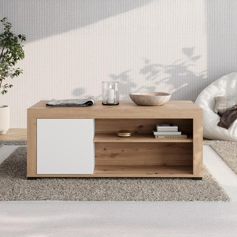 ΤΡΑΠΕΖΑΚΙ ΣΑΛΟΝΙΟΥ Argyll ΛΕΥΚΟ ΜΕ ARTISAN OAK ΧΡΩΜΑ 121x55x49εκ - Image 2