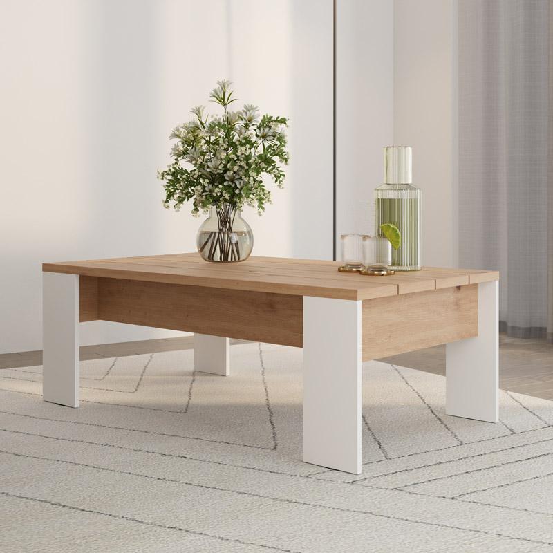 ΤΡΑΠΕΖΑΚΙ ΣΑΛΟΝΙΟΥ MONTESE 120 ΛΕΥΚΟ-ARTISAN OAK 120x67x43εκ - Image 2