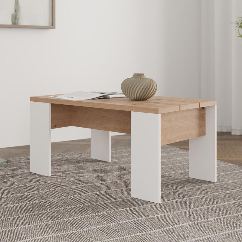 ΤΡΑΠΕΖΑΚΙ ΣΑΛΟΝΙΟΥ MONTESE 90 ΛΕΥΚΟ-ARTISAN OAK 90x50x43εκ - Image 2