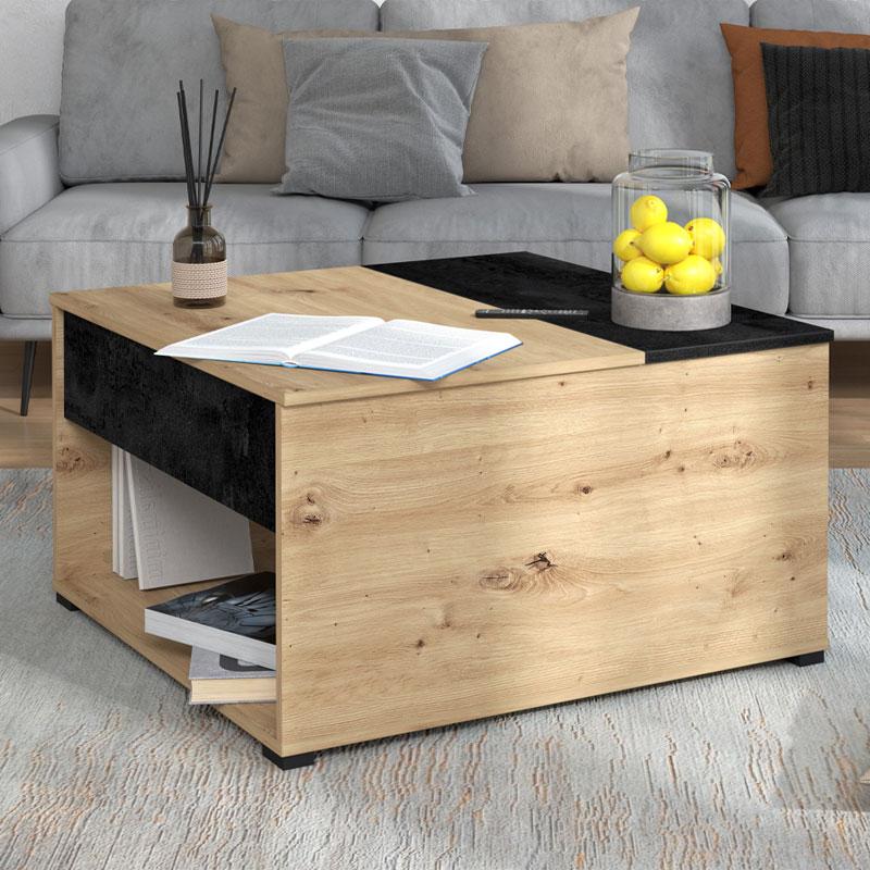 ΤΡΑΠΕΖΑΚΙ ΣΑΛΟΝΙΟΥ TARANTO ARTISAN-CARBON 80x80x45εκ - Image 3