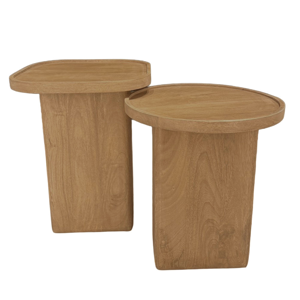 CUBIST SIDE TABLE SET 2ΤΕΜ ΦΥΣΙΚΟ 40x40x50cm - Image 5