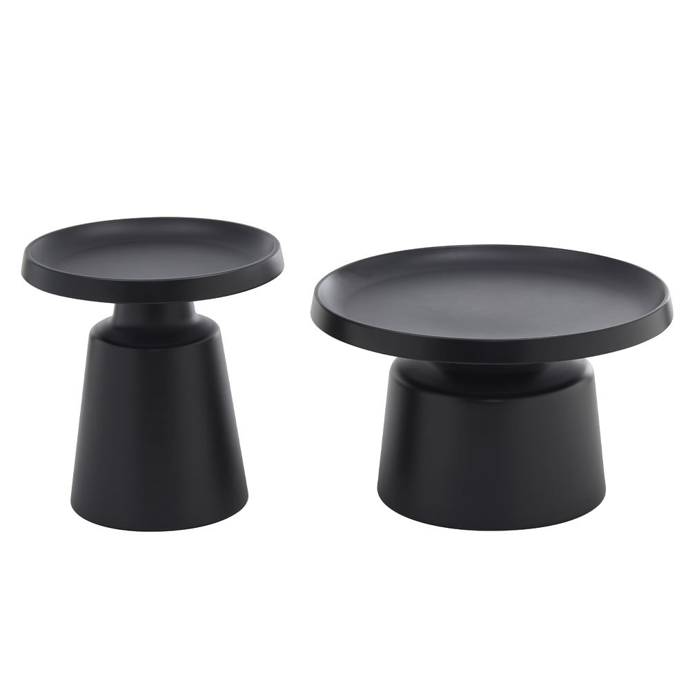 MOUSSE COFFEE TABLE SET 2ΤΕΜ ΜΑΥΡΟ ΜΑΤ 70x70x50cm