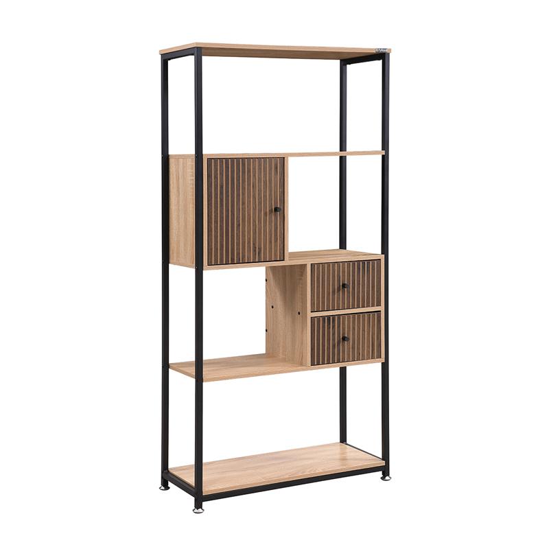 ΒΙΒΛΙΟΘΗΚΗ-ΡΑΦΙΕΡΑ ΜΕΤΑΛΛΙΚΗ Rythmos SONOMA-WALLNUT ΧΡΩΜΑ 78x30x158εκ
