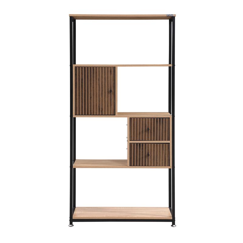 ΒΙΒΛΙΟΘΗΚΗ-ΡΑΦΙΕΡΑ ΜΕΤΑΛΛΙΚΗ Rythmos SONOMA-WALLNUT ΧΡΩΜΑ 78x30x158εκ - Image 3