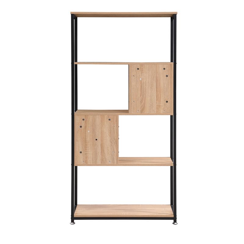 ΒΙΒΛΙΟΘΗΚΗ-ΡΑΦΙΕΡΑ ΜΕΤΑΛΛΙΚΗ Rythmos SONOMA-WALLNUT ΧΡΩΜΑ 78x30x158εκ - Image 4