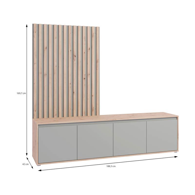 ΕΠΙΠΛΟ ΤΗΛΕΟΡΑΣΗΣ STONEX ARTISAN OAK ΜΕ SAGE ΧΡΩΜΑ 189x42x170εκ - Image 5