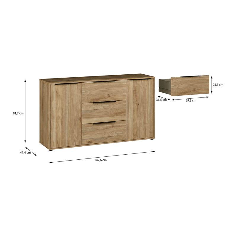 ΚΟΜΟΤΑ-ΜΠΟΥΦΕΣ ARIA MAUVELLA OAK ΧΡΩΜΑ 143x42x82εκ - Image 5