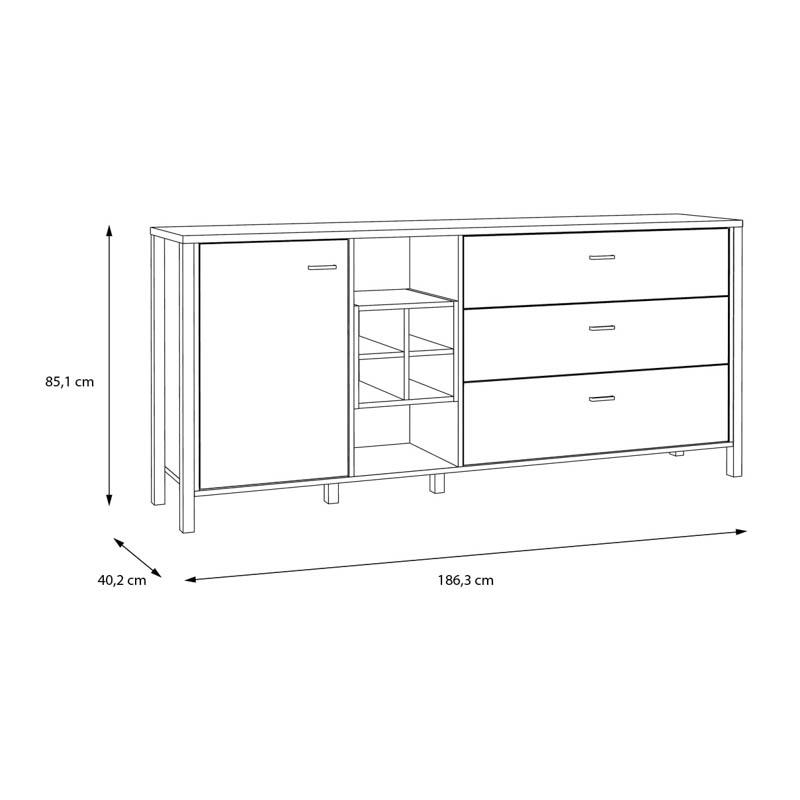 ΚΟΜΟΤΑ-ΜΠΟΥΦΕΣ TERRANO RIVIERA OAK ΧΡΩΜΑ 187x40x85εκ - Image 5