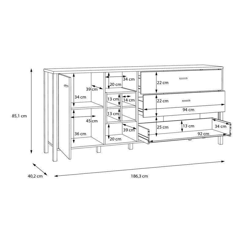 ΚΟΜΟΤΑ-ΜΠΟΥΦΕΣ TERRANO RIVIERA OAK ΧΡΩΜΑ 187x40x85εκ - Image 6