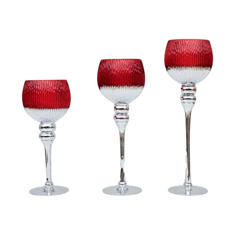 ΣΕΤ 3 ΓΥΑΛΙΝΑ ΚΗΡΟΠΗΓΙΑ FL6912 ΚΟΚΚΙΝΟ-ΑΣΗΜΙ ΧΡΩΜΑ 30-35-40εκ