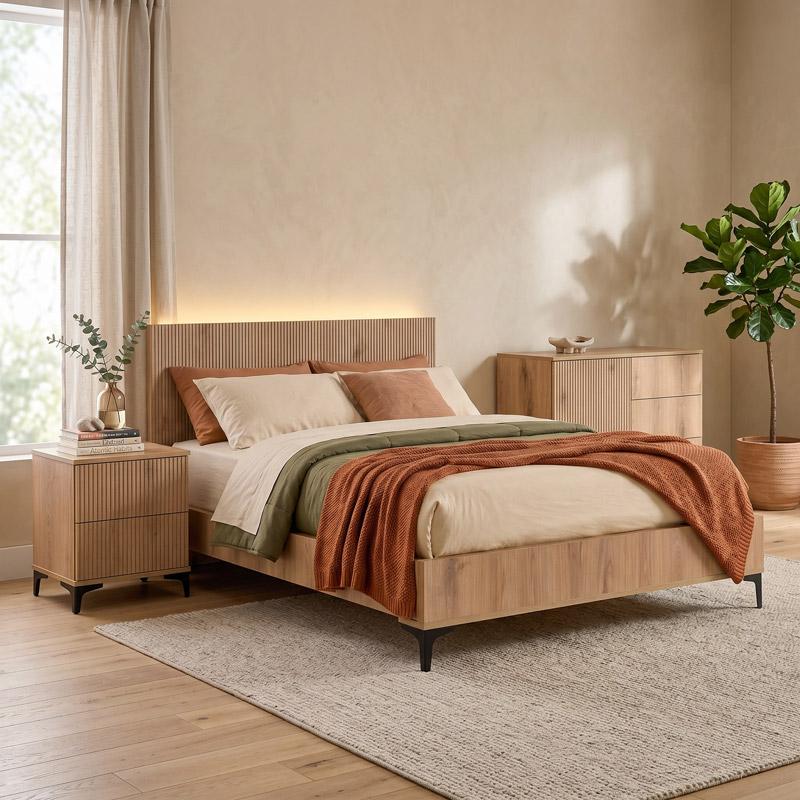 ΔΙΠΛΟ ΚΡΕΒΑΤΙ Alicante NATURAL CANELLA OAK ΧΡΩΜΑ 170x210x110εκ (160x200) - Image 2