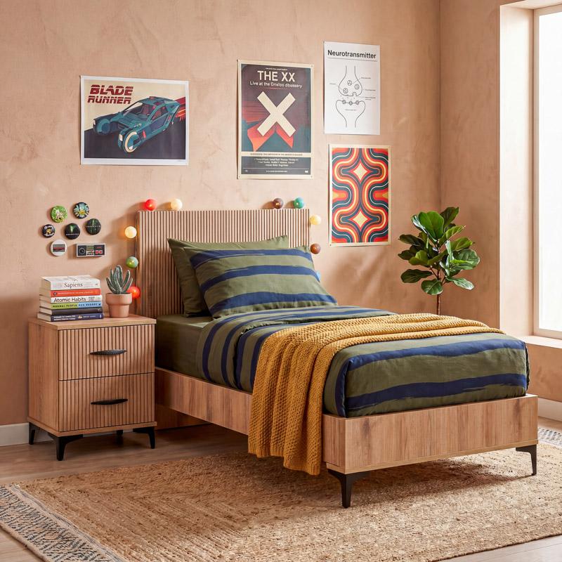 ΚΡΕΒΑΤΙ Alicante NATURAL CANELLA OAK ΧΡΩΜΑ 100x210x110εκ (90x200) - Image 2
